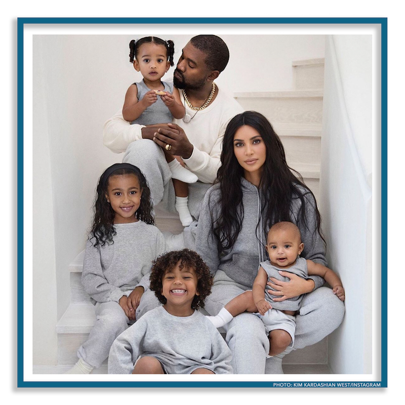 Kim Kardashian West with Kanye West and her family