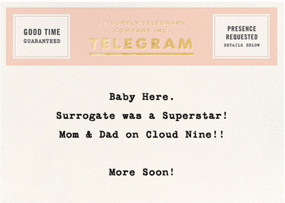 ConceiveAbilities - Telegram announcing a new baby