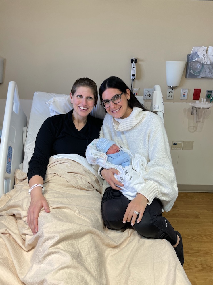 Ashley Katzen with her newborn baby and surrogate